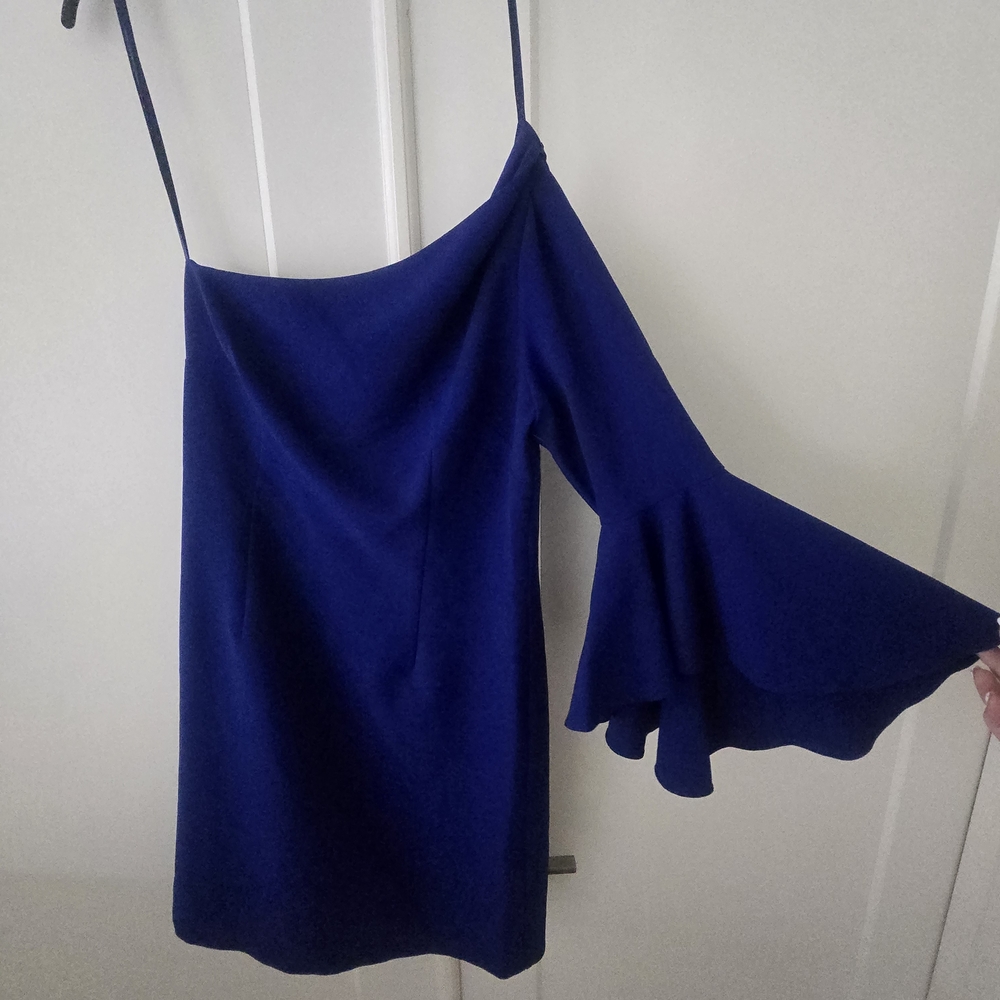 Chelsea28 Electric Blue One-Shoulder Ruffle Dress